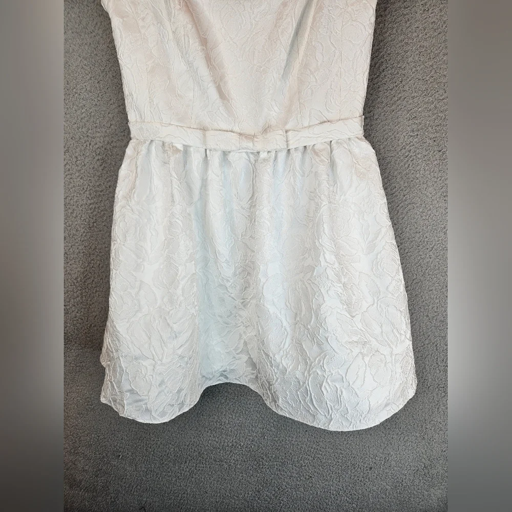 Sachin-Babi Women White Selena Dress Sz 4 Beaded Strap Floral Jacquard
